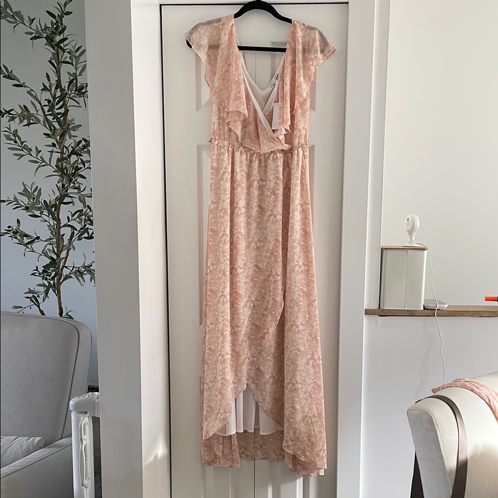 Baltic Born Pink High-Low Flutter Sleeve Dress